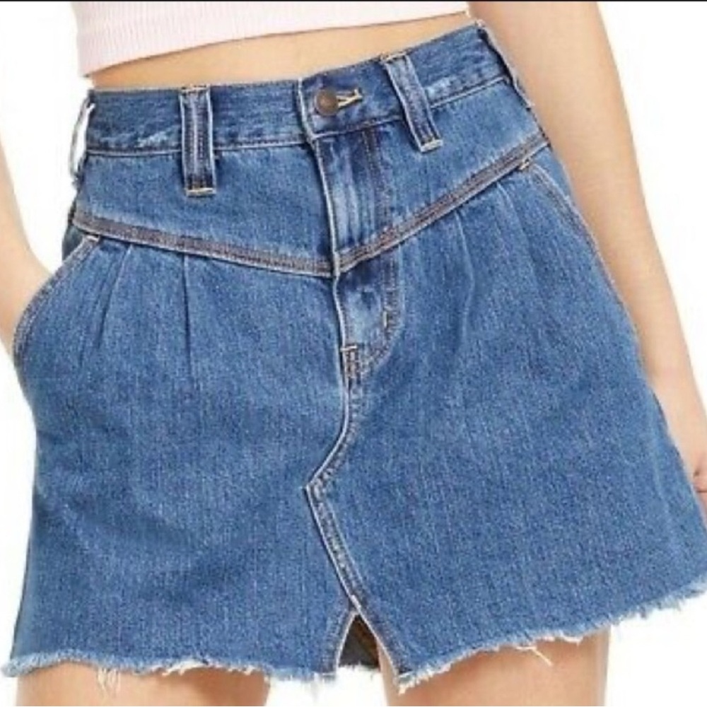 Free People Raw Edge Denim Jean Skirt